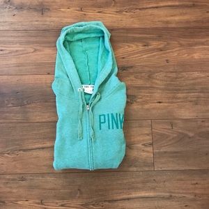 ✨Victoria’s Secret PINK Green Zipup Hoodie Sz XS